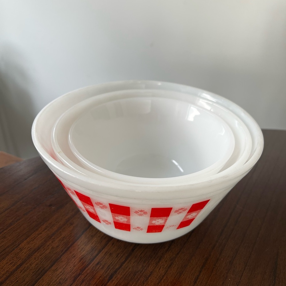Red and White Checkered Mixing Bowls
